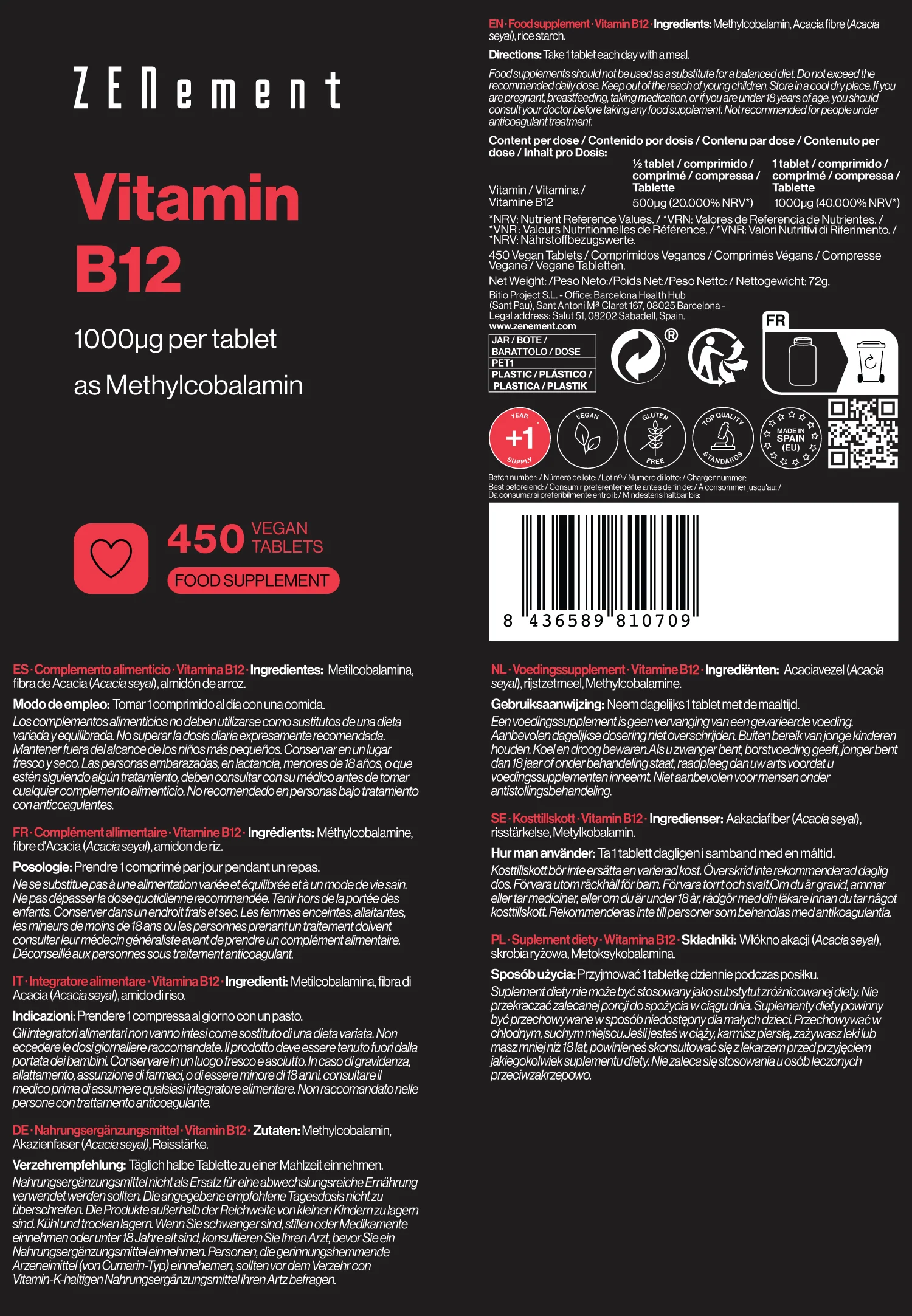 VIT B12 450 - ZENEMENT - Imagen 4